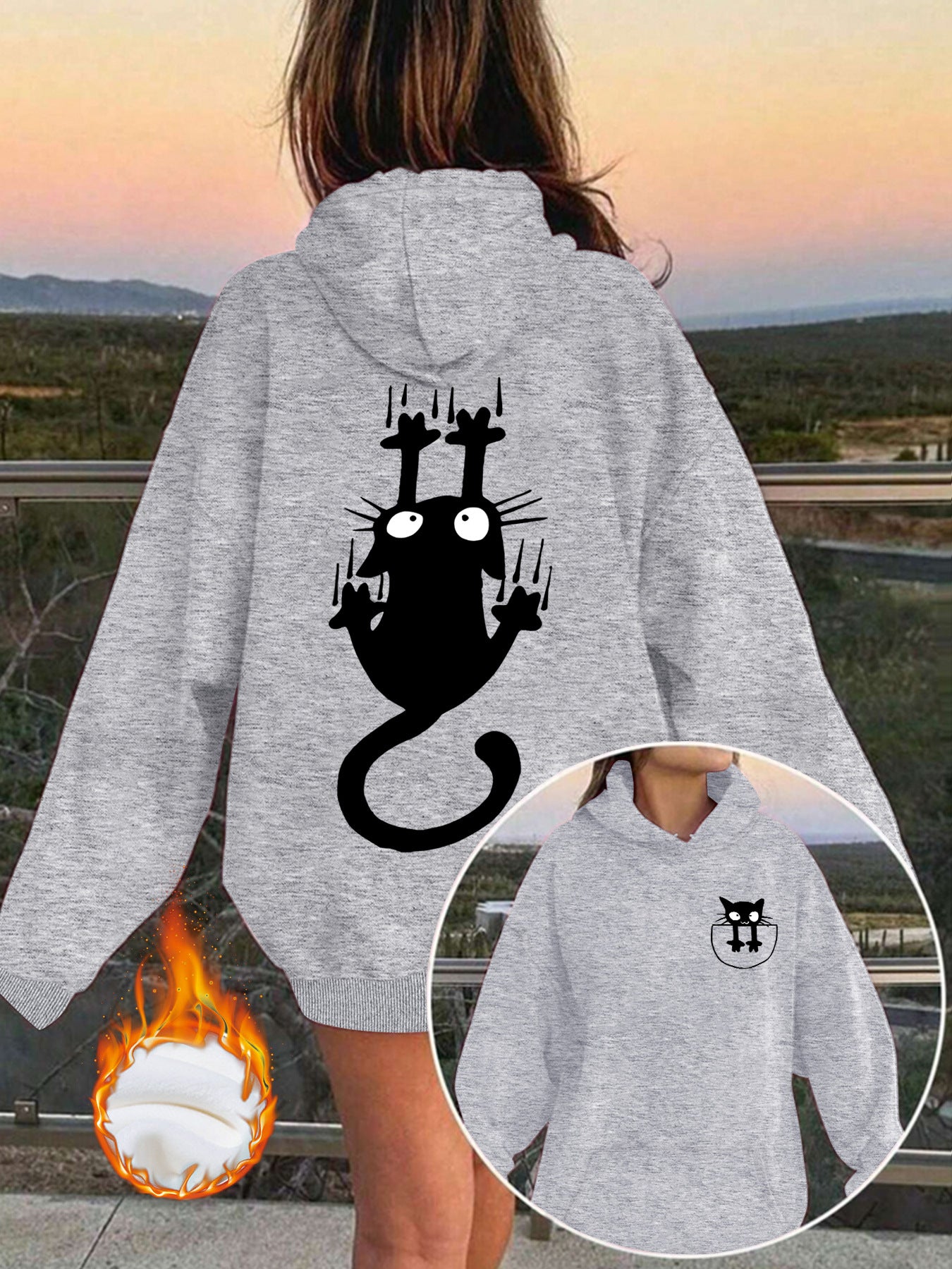 Hoodie with cute cat pattern