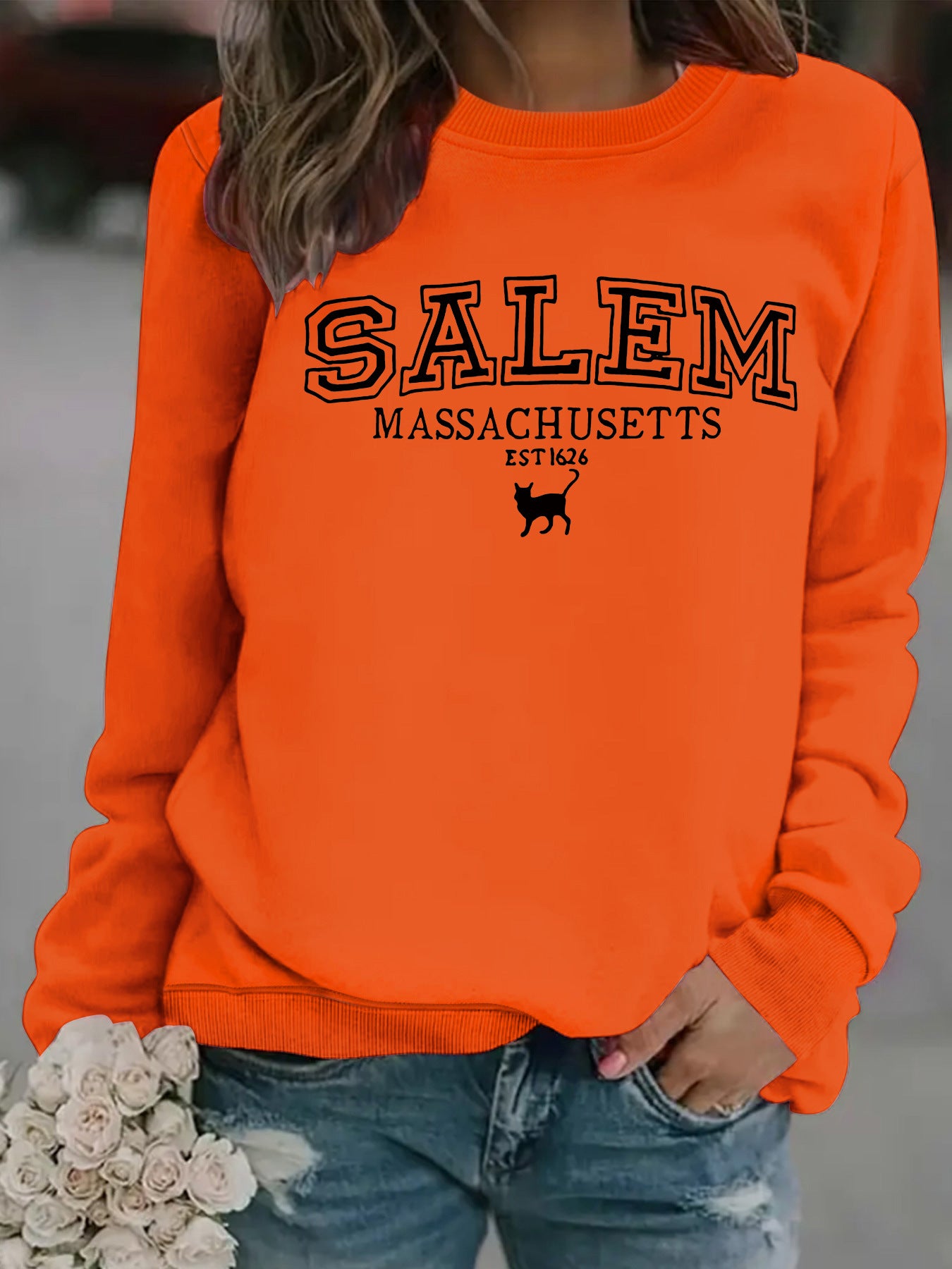 Halloween cat patterned hoodie