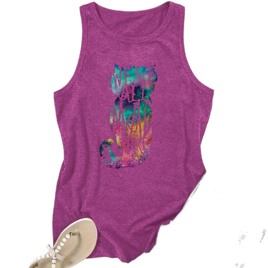 Colorful cat printed vest