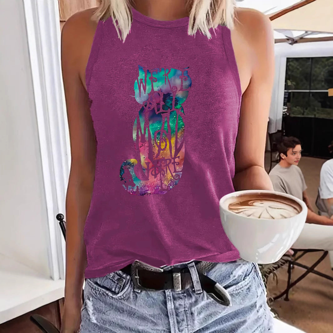 Colorful cat printed vest