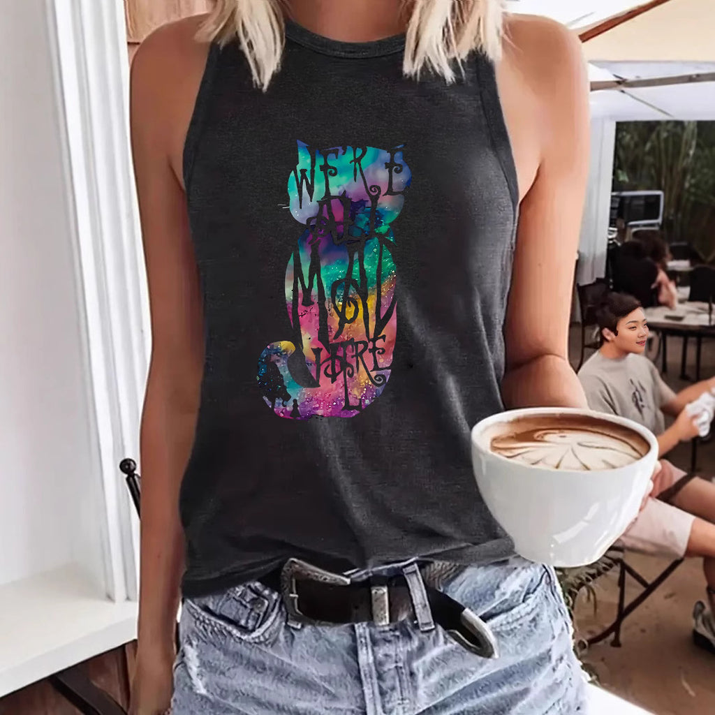Colorful cat printed vest