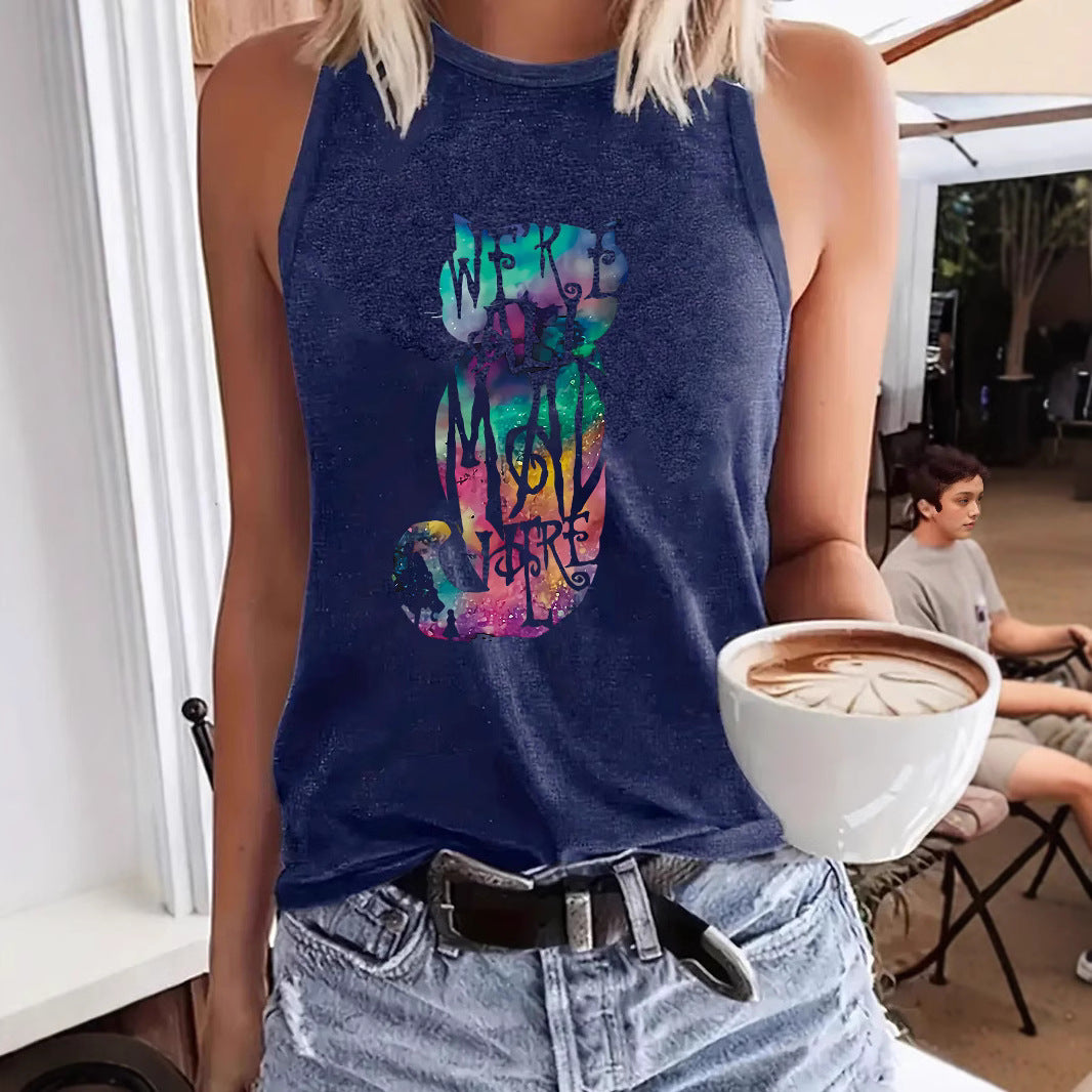 Colorful cat printed vest