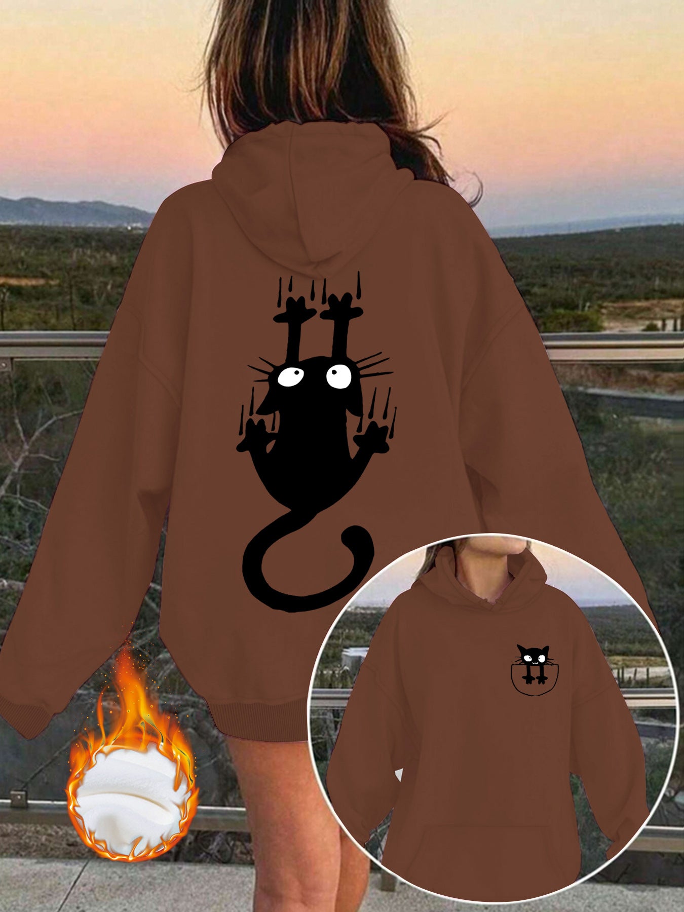 Hoodie with cute cat pattern