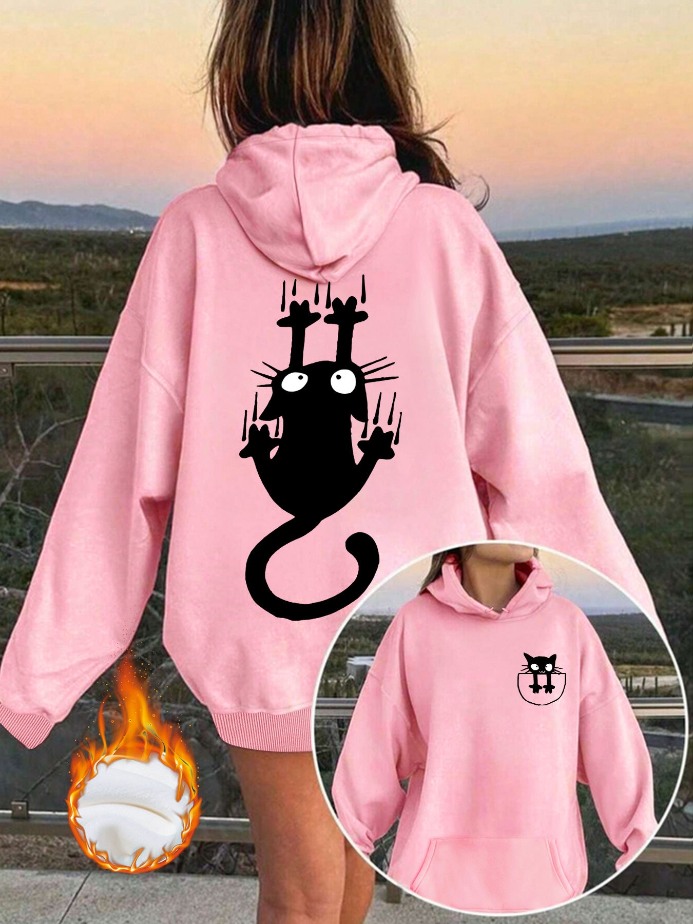 Hoodie with cute cat pattern