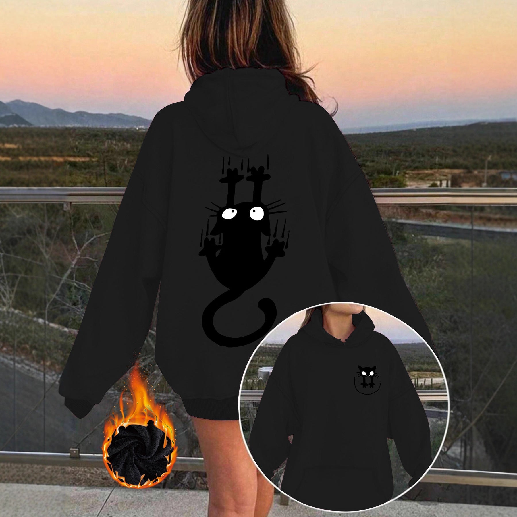 Hoodie with cute cat pattern