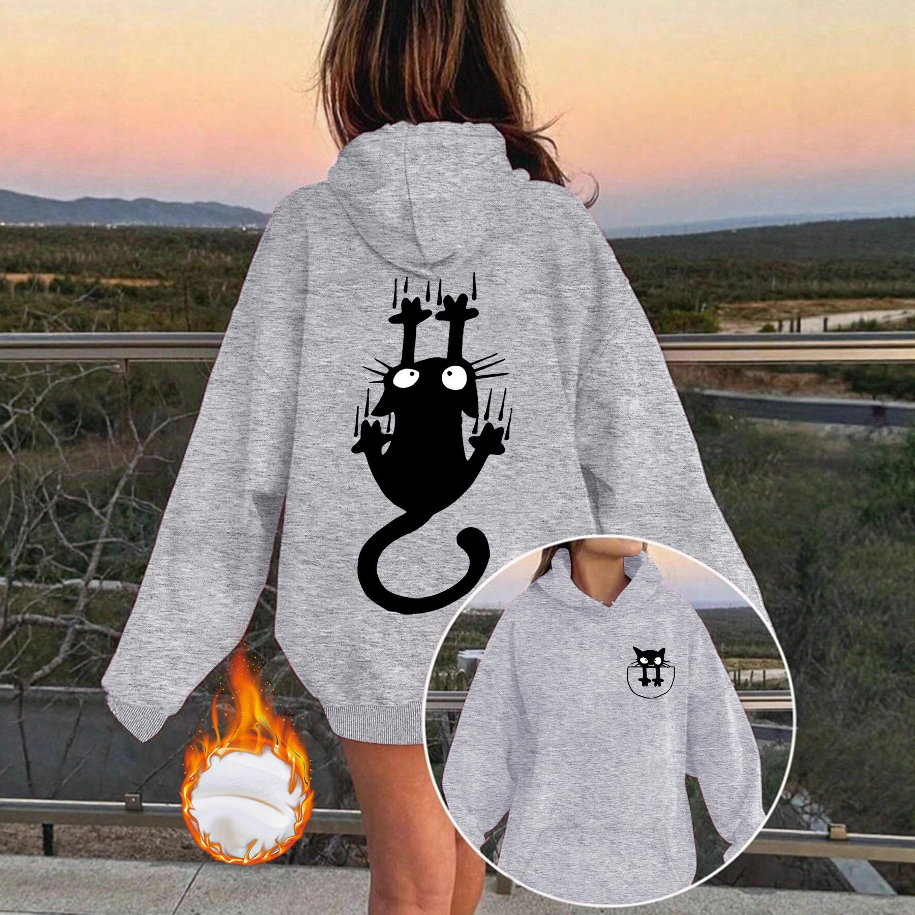Hoodie with cute cat pattern