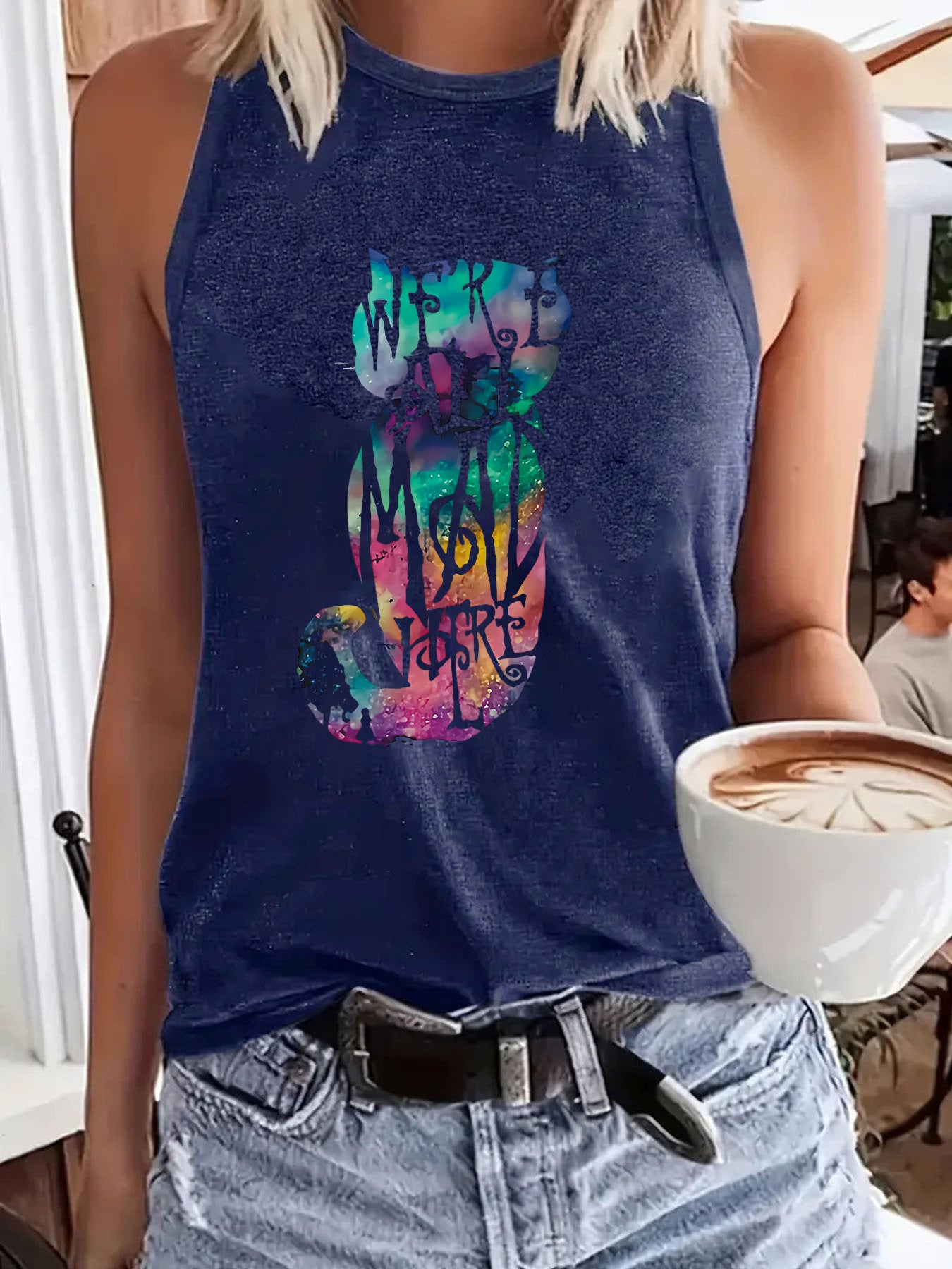 Colorful cat printed vest