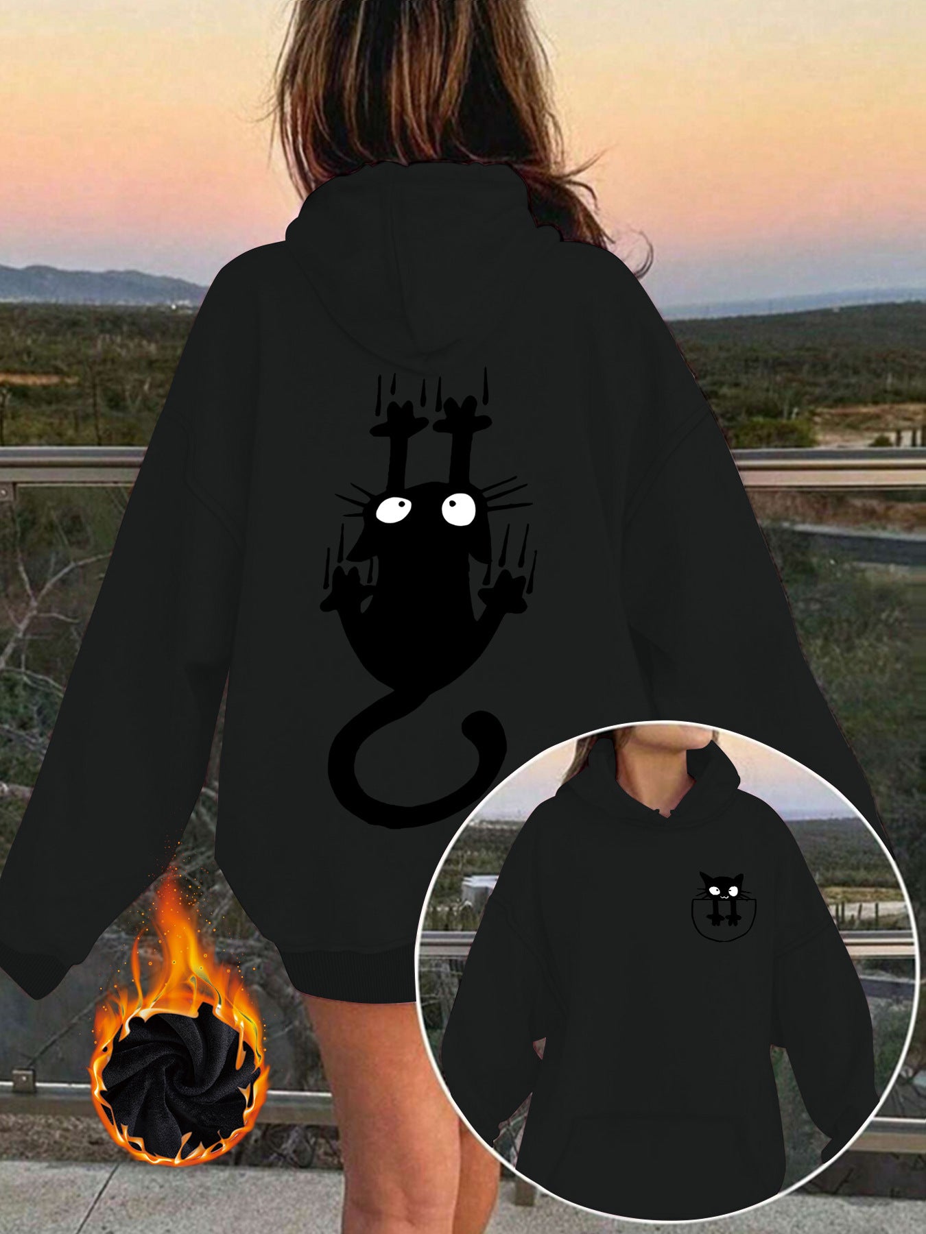 Hoodie with cute cat pattern