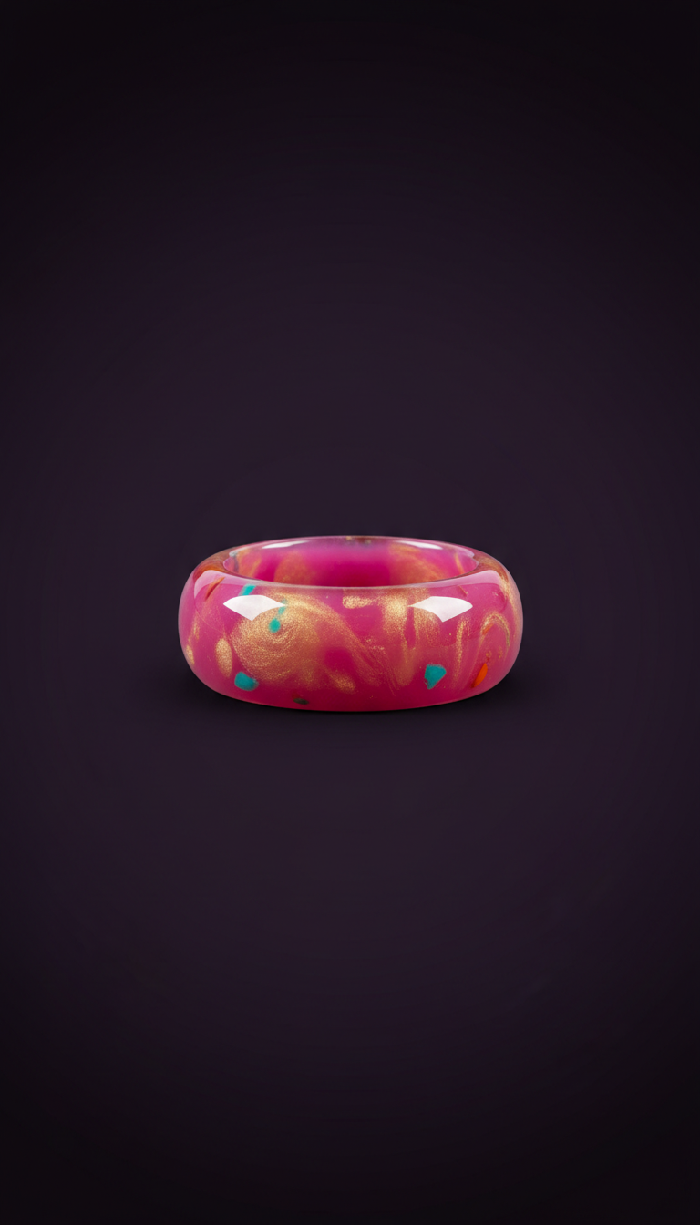 Magenta Meow Chunky Resin Ring