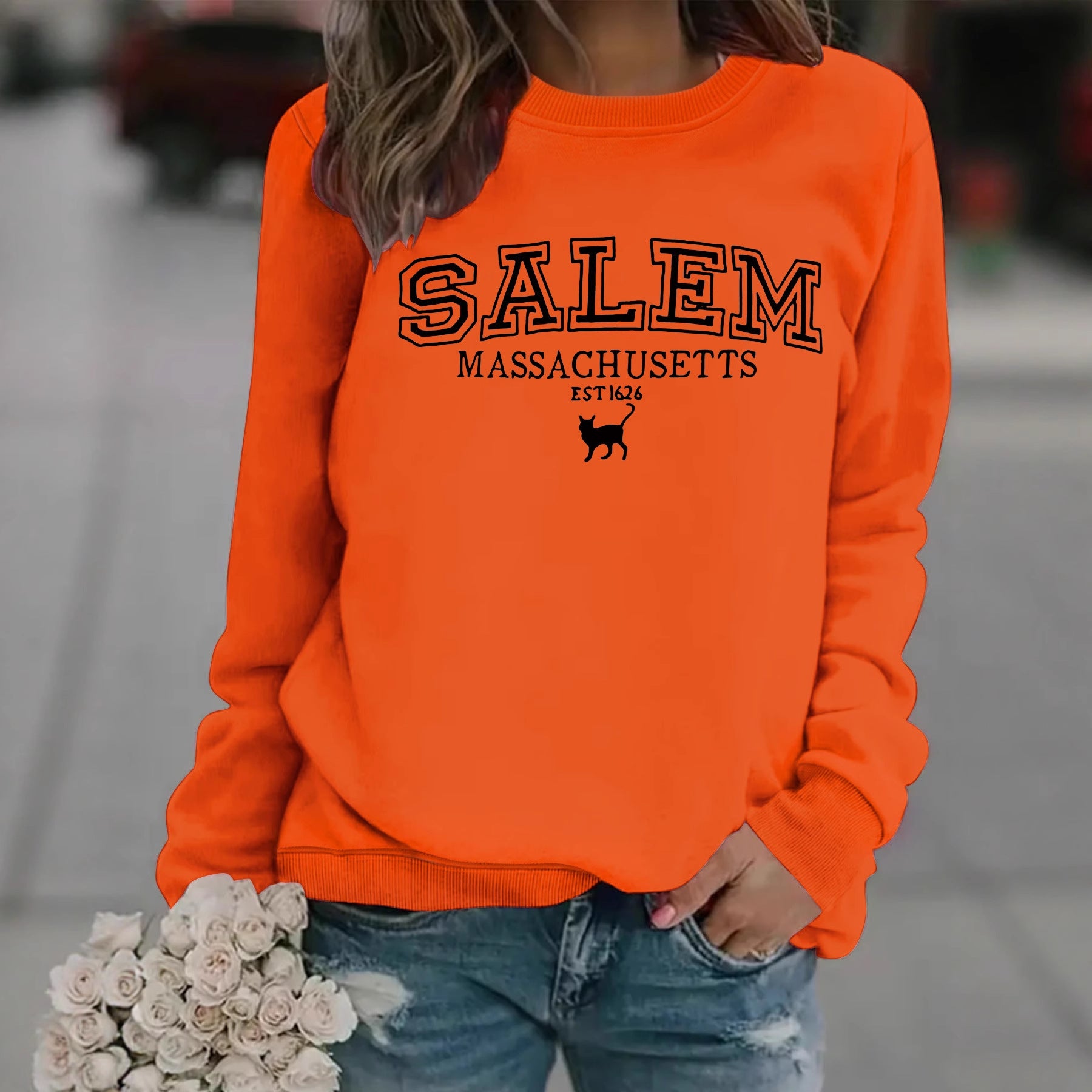 Halloween cat patterned hoodie