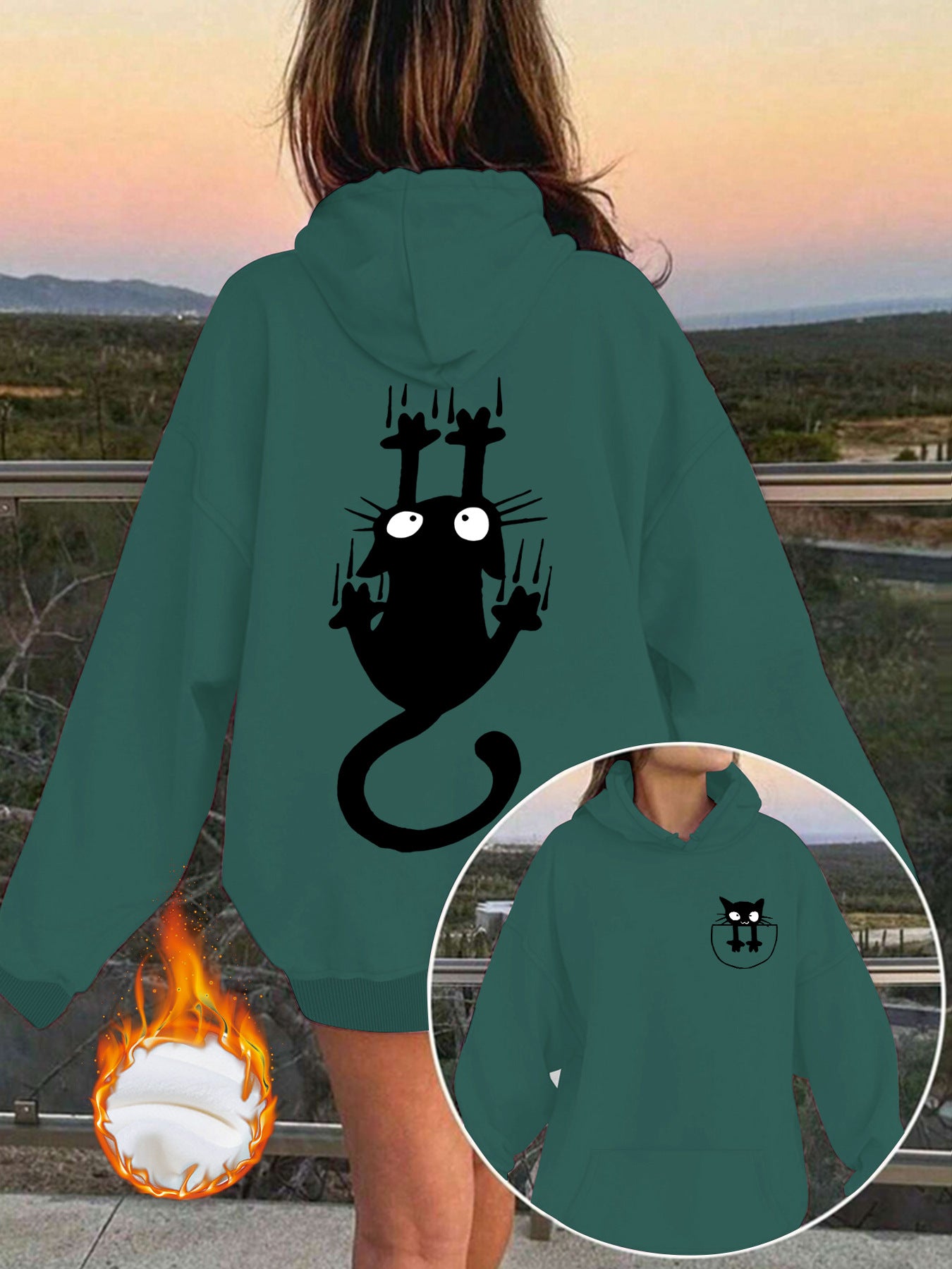 Hoodie with cute cat pattern
