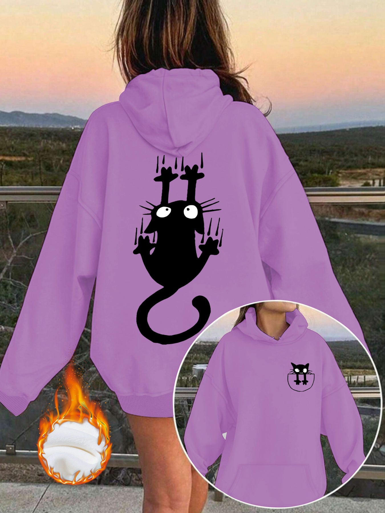 Hoodie with cute cat pattern