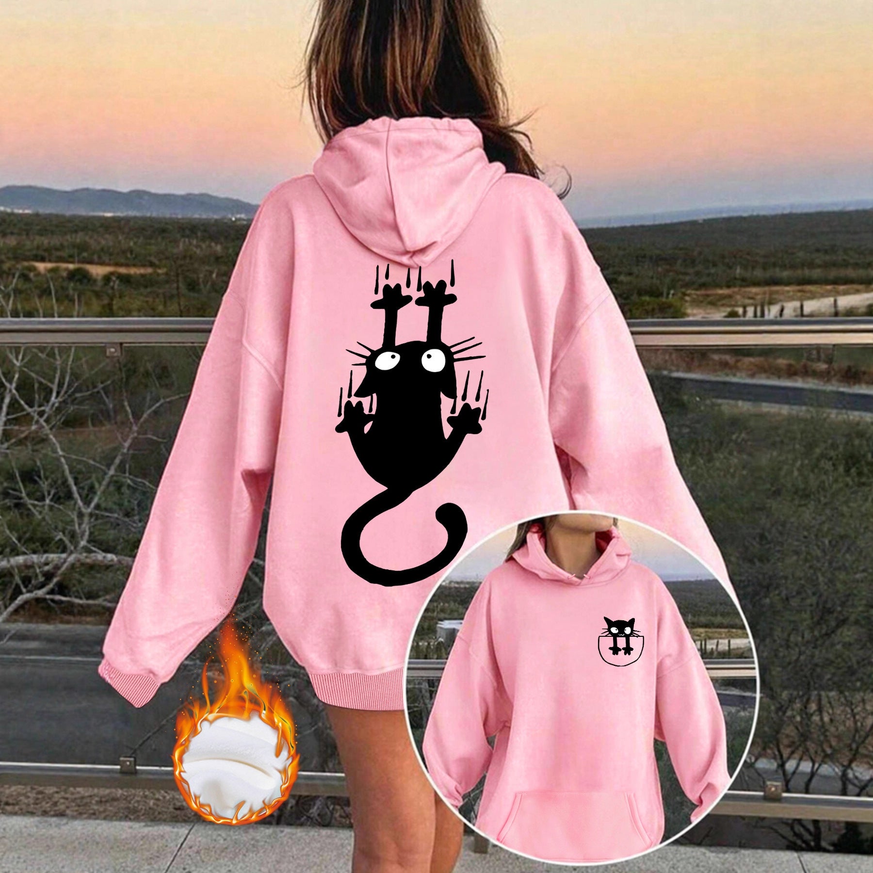 Hoodie with cute cat pattern