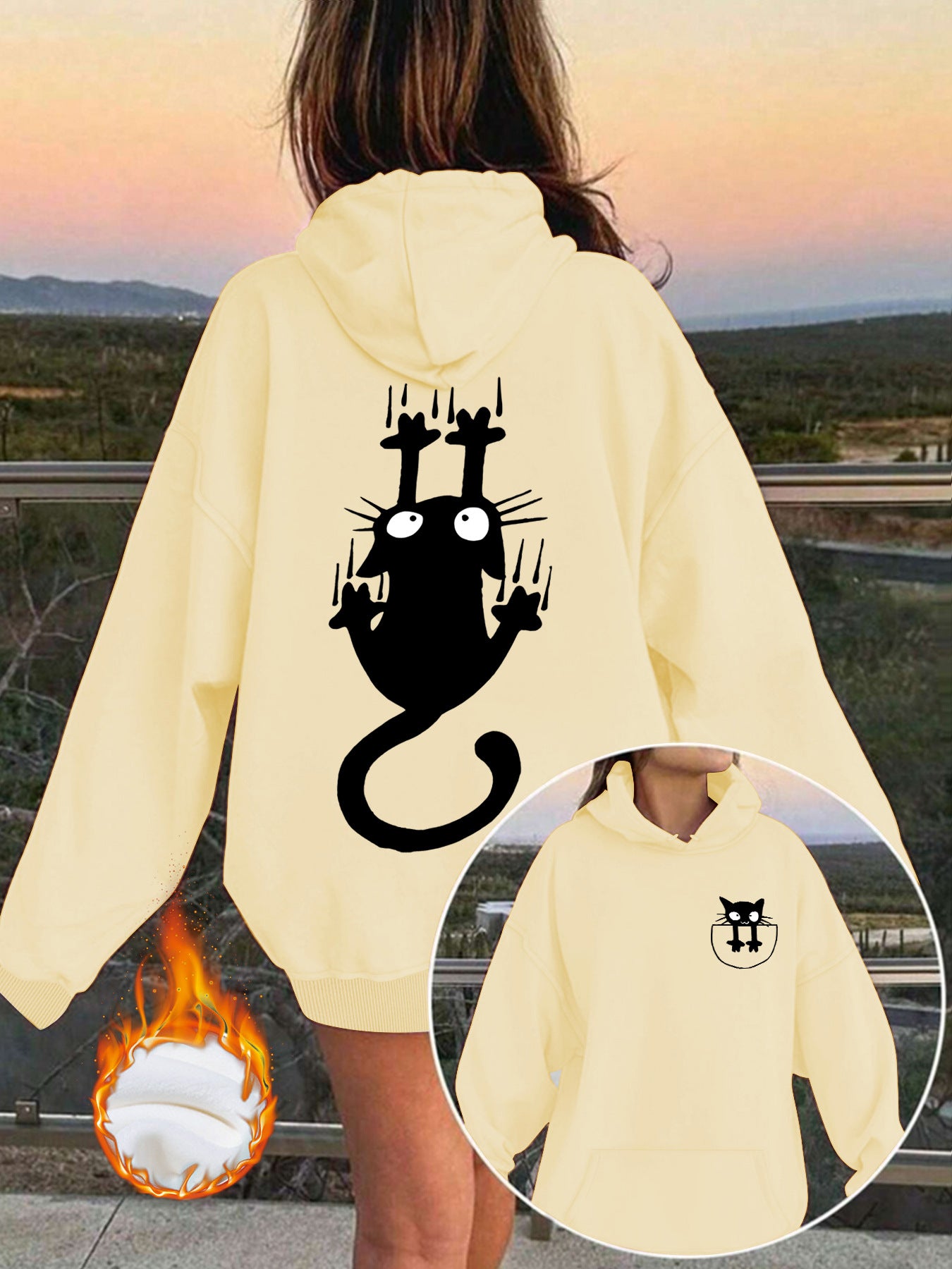 Hoodie with cute cat pattern