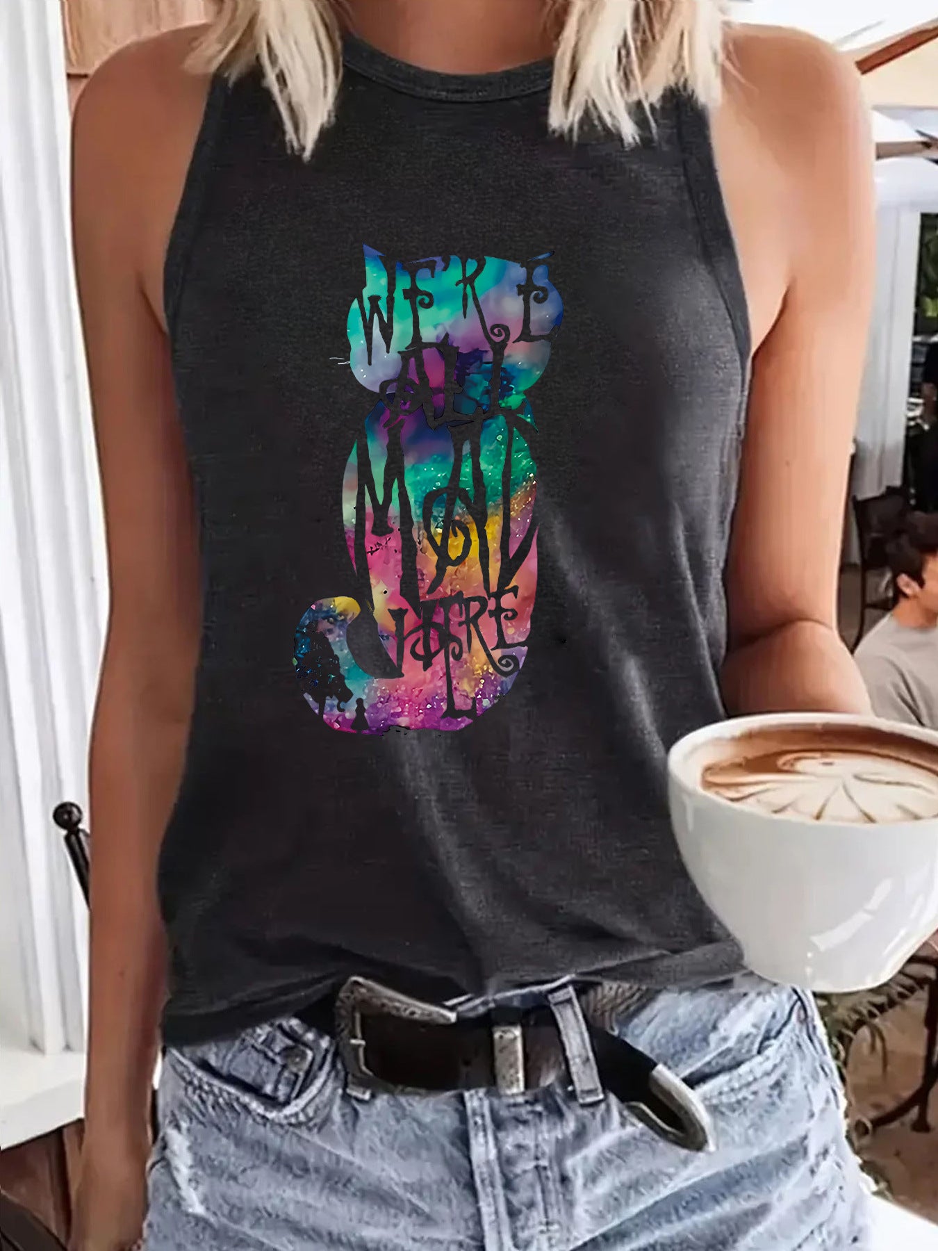 Colorful cat printed vest