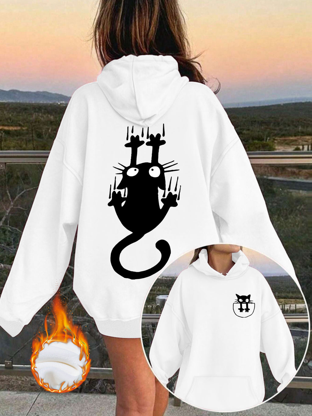 Hoodie with cute cat pattern