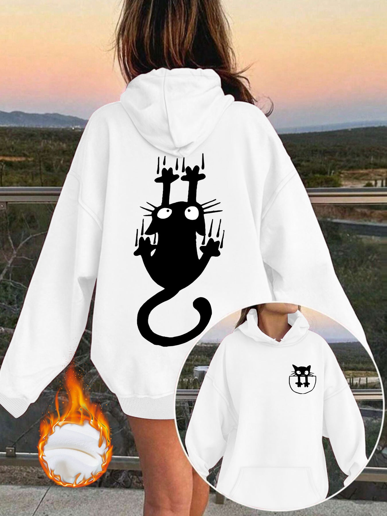 Hoodie with cute cat pattern