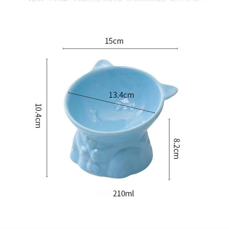 Cute Ceramic Cat Bowl Tall Cat Food Bowl