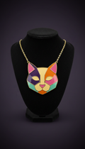 Enamel Cat-Head Statement Necklace